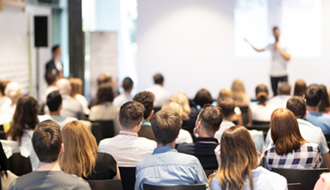 Crowd watching a seminar